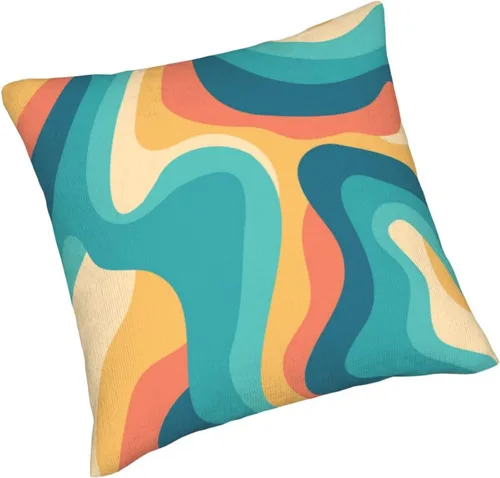 Miniatura 5 de Juego de 2 fundas de almohada bohemias de 18 x 18 pulgadas, fundas de almohada bohemias onduladas suaves con ondas de arco iris, fundas de cojín
