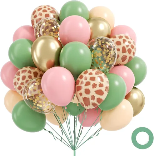 Miniatura 9 de Globos de color rosa claro y blanco, 60 unidades de 12 pulgadas, globos de confeti de color rosa perla claro y blancos para boda, despedida