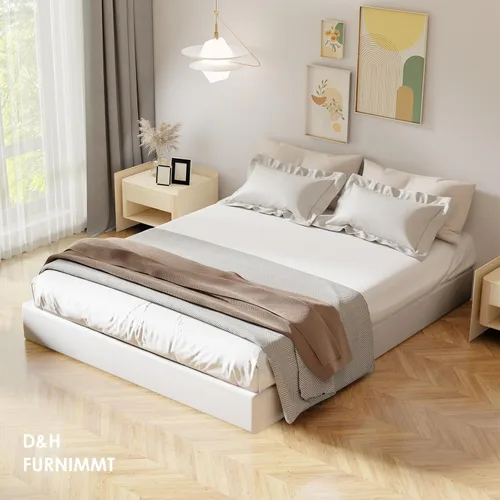 Miniatura 5 de D&H FURNIMMT Base de cama con somier de 7 pulgadas, base de cama de metal resistente con funda de tela, base de colchón, fácil montaje, sin ruido