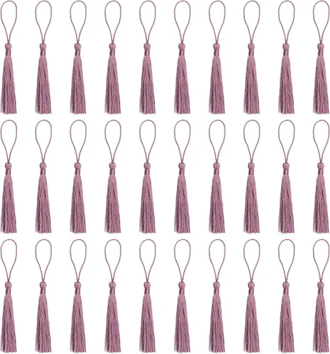 Miniatura 17 de VAPKER 30 borlas negras de 5.1 in/5 pulgadas, sedosas, hechas a mano, suaves, con lazo de cordón de 2 pulgadas para hacer joyas, proyectos