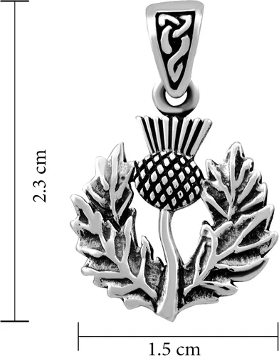 Miniatura 2 de WithLoveSilver - Dije de plata de ley 925 con diseño de cardo clásico escocés con pacas celtas, Plata esterlina