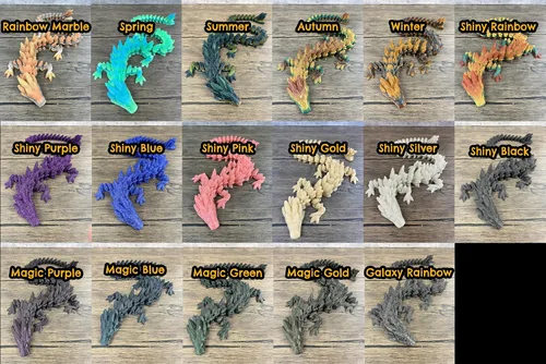 Miniatura 2 de MunnyGrubbers - Juguete para ansiedad de dragón de cristal XL de 26”, resistente, articulado y flexible, impreso en 3D, figura coleccionable, apto