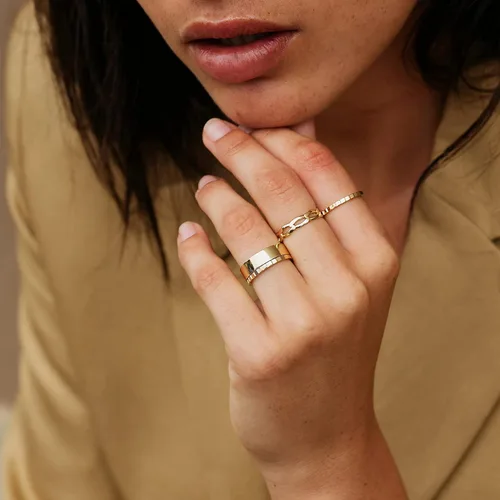 Miniatura 2 de NOKMIT Anillos rellenos de oro de 14 quilates de 0.197 in para mujeres y niñas, delicado y grueso, anillo de compromiso para el pulgar, regalo