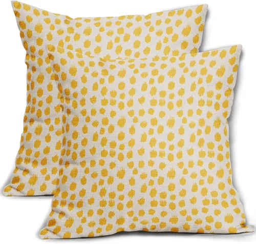 Miniatura 16 de Fundas de almohada marrón y blancas de 18 x 18 pulgadas, juego de 2 almohadas boho grises con lunares, fundas de almohada modernas estampadas
