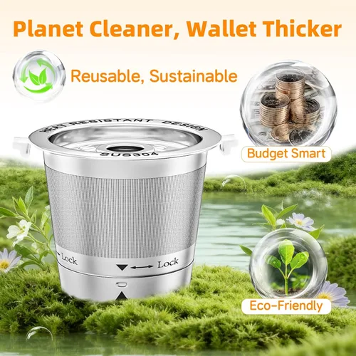 Miniatura 5 de Paquete de 2 tazas K reutilizables para cafetera Keurig 1.0, no 2.0, todas las cápsulas de filtro de café de acero inoxidable para Keurig con embudo