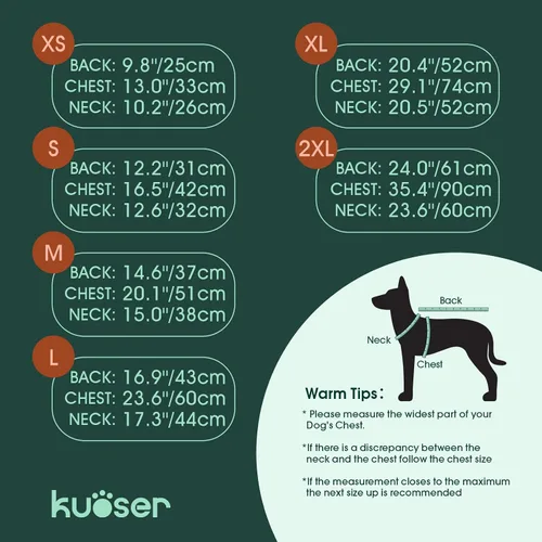 Miniatura 2 de Kuoser - Abrigo completo para perro - Abrigo cálido de invierno con chaqueta reflectante y arnés incorporado para perros pequeños - Adecuado