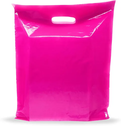 PPB - Bolsas de plástico rosa para mercancía de 12 x 15 pulgadas, acabado brillante, tamaño mediano al por menor, paquete de 100 unidades, 1.5 mil