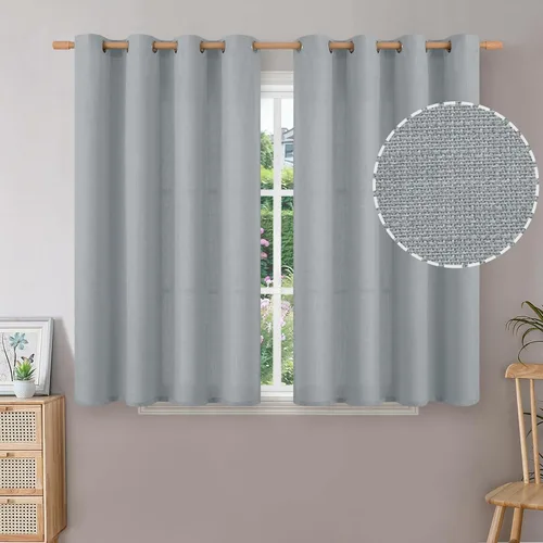 Miniatura 104 de BGment Cortinas de Lino Beige de 63 Pulgadas de Largo 2 Paneles - Tratamientos para Ventanas con Textura de Arpillera Filtrantes de Luz Cortinas