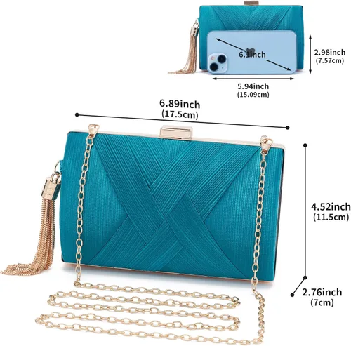 Miniatura 2 de Bolso de mano para mujer, bolso de noche con flecos, bolso de mano para mujer, bolso de mano de boda, bolso de mano con cadena, bolso cruzado