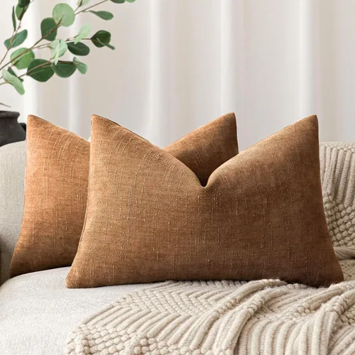 Miniatura 37 de Foindtower - Paquete de 2 fundas de almohada decorativas, cuadradas, cómodas, unicolor, suaves, lumbares, estilo rústico neutro, para sofá, sillón