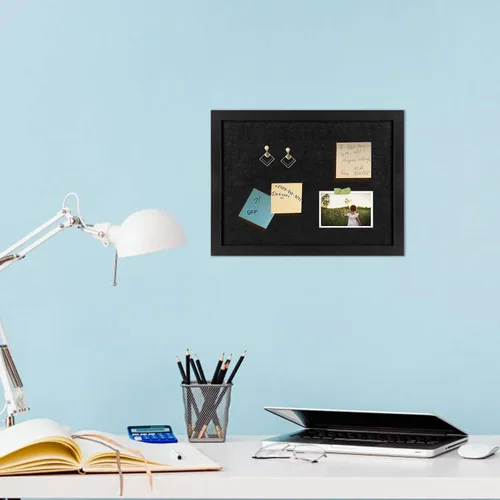Miniatura 3 de Tablero de anuncios de corcho, marco negro para paredes con fieltro, tablero decorativo para colgar para la oficina en casa, escuela, tablero