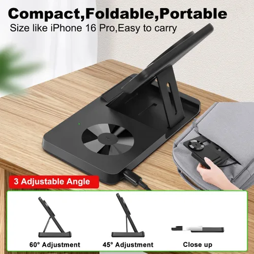 Miniatura 6 de Estación de carga inalámbrica magnética 3 en 1 para Magsafe iPhone 12-17 Series, estación de carga para múltiples dispositivos, soporte de cargador