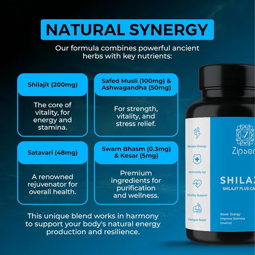 Miniatura 7 de Shilajit Plus Cápsulas de apoyo energético natural, 90 unidades, con apoyo inmunológico