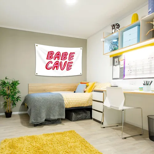 Miniatura 4 de Bandera de cueva de bebé de 3 x 5 pies, divertido póster duradero, bandera de pared de cueva de hombre con 4 ojales de latón. Esta hermosa bandera