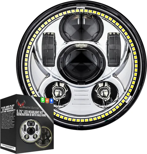 Miniatura 11 de Eagle Lights 8900BG3H-SCOUT - Faro delantero de motocicleta Indian Scout con anillo de halo blanco, se adapta a 2015+ Scout 60, Scout and Scout