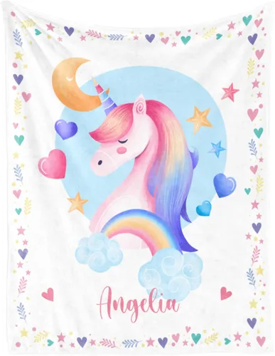 Miniatura 127 de Artsadd Manta de bebé personalizada para niños y niñas con nombre, manta personalizada con nombre de bebé con patrón de unicornio, manta