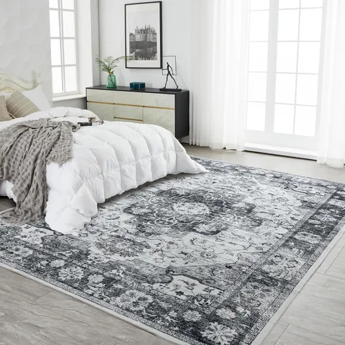 Miniatura 327 de Syalife 4x6 Alfombra Lavable para Área, Ultra Suave Antideslizante, Pila Baja, Alfombra Vintage Resistente a Manchas para Sala de Estar, Alfombra