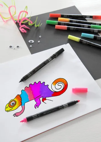 Miniatura 4 de Faber-Castell Bolígrafos de punta de fieltro de neón de doble punta - Juego de 10 With fine and wide tip - colouring pens for children and adults