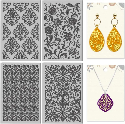 Miniatura 9 de CHGCRAFT 4 hojas de textura de arcilla de dinosaurios, patrón de volcanes, hojas de textura de arcilla polimérica, herramientas de bricolaje