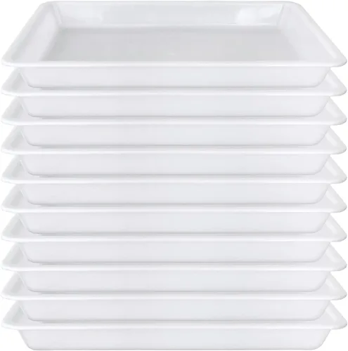 Paquete de 10 bandejas de plástico para arte, bandeja para manualidades de actividades, bandeja organizadora, bandeja de servir para el hogar, Blanco