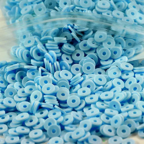 Miniatura 18 de 2000 cuentas de arcilla negra cian para hacer pulseras, cuentas planas redondas de arcilla polimérica de 0.236 pulgadas (0.236 in), cuentas Heishi