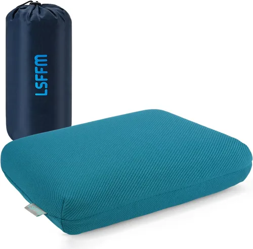 Miniatura 9 de Almohada de viaje de espuma viscoelástica de 9.8 x 15.7 pulgadas, almohada compacta de campamento, estable y de apoyo, funda lavable de doble capa