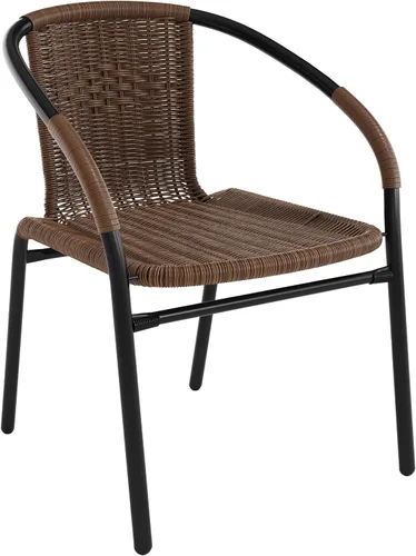 Miniatura 18 de Flash Furniture Lila Paquete de 2 Sillas Apilables de Ratán Beige para Restaurante Interior-Exterior