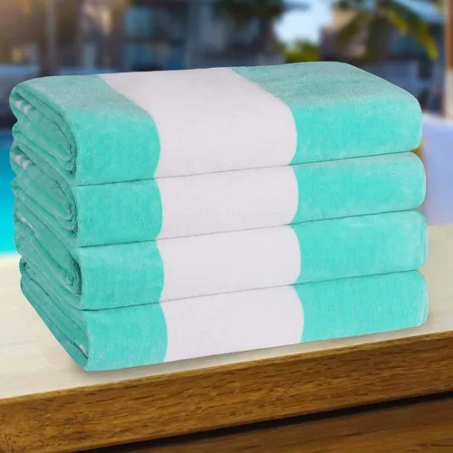 Miniatura 49 de Superior Juego de toallas de playa de algodón de gran tamaño de 4 piezas, toallas absorbentes para baño, playa, piscina, natación, adultos, niños