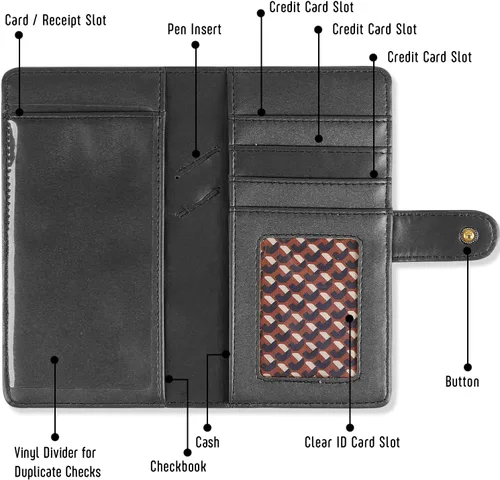 Miniatura 3 de Cubierta de cuero de la PU para registrar cheques duplicados, soporte de chequera de bloqueo RFID, Negro -, Estilo Billetera