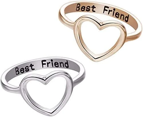 Miniatura 5 de Aineecy Infinity Love Heart Rings Set for Friendship Geometric Hollow Peach Heart Engraved Letter Index Finger Rings for Women Girls Graduation Gift