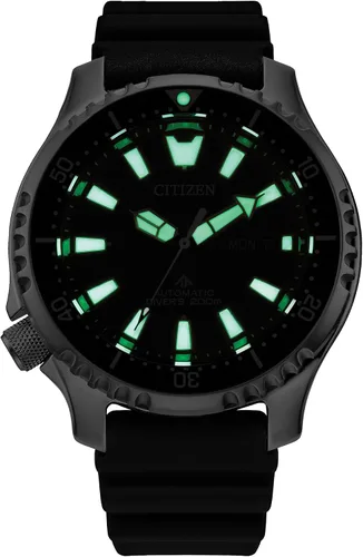 Miniatura 11 de Citizen Reloj Promaster Sea automático con correa de poliuretano para hombre, 3 manecillas, fecha y fecha, bisel giratorio, cristal de zafiro