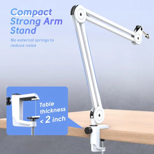 Miniatura 5 de FIFINE Soporte de Brazo para Micrófono, Soporte de Micrófono de Metal Resistente, Brazo de Suspensión de Tijera Ajustable para Grabación de Podcast
