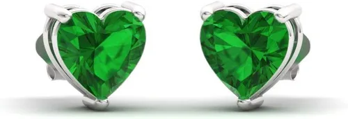 Diamondere Aretes tipo dormilona con piedras preciosas naturales y certificadas de corte de corazón en oro macizo de 14 quilates Aretes de 0.64