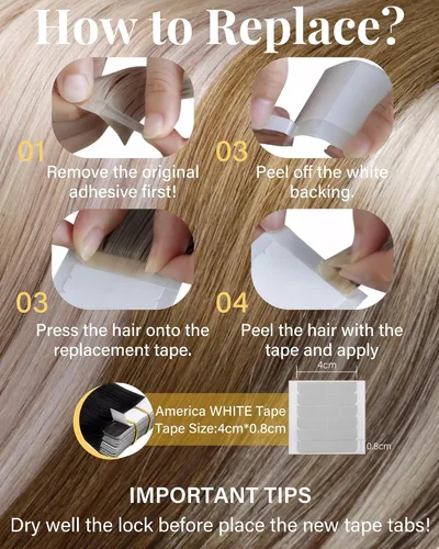 Miniatura 7 de 【Descuento】Hetto - Extensiones de cabello con cinta adhesiva, 40g, extensiones de cabello humano, color rubio ceniza oscuro degradado a rubio medio