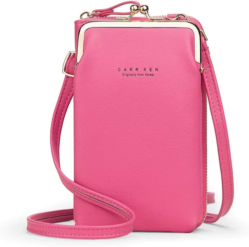Miniatura 15 de Bolsa cruzada de piel para teléfono celular, con ranuras para tarjetas con protección de interferencia de radiofrecuencia (RFID), de cuero
