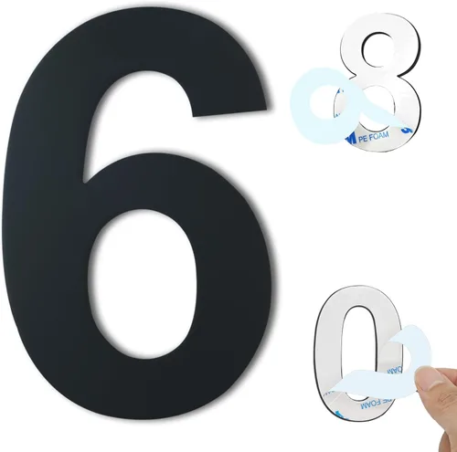 Miniatura 32 de Números de casa autoadhesivos – Números de puerta de acero inoxidable de 6 pulgadas para exteriores – Número de casa grande y moderno, número