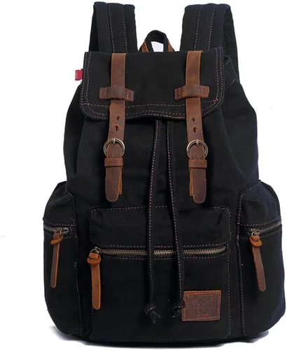 Mochila de lona unisex vintage casual de 17 pulgadas para laptop, mochila escolar, mochila universitaria, senderismo, camping, bolsa de viaje, color