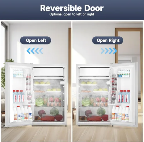 Miniatura 6 de Jojoka Mini refrigerador de 4.3 pies cúbicos con congelador, refrigerador pequeño de una sola puerta con estantes de vidrio deslizantes