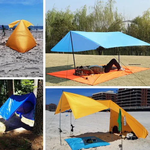 Miniatura 9 de TRIWONDER Hamaca para lluvia, mosca, lona impermeable, tienda de campaña, huella, tela de suelo, para mochileros, refugio de campamento, para 02