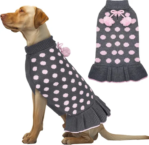 Miniatura 23 de KYEESE Suéter para Perros para Perros Pequeños, abrigos cálidos para mascotas, ropa para perros de otoño e invierno, vestido con agujero para la 06#