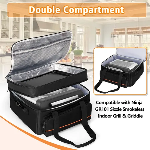 Miniatura 2 de Bolsa de transporte de parrilla de doble capa samdew, funda para parrilla compatible con Ninja GR101 Sizzle sin humo para interiores y plancha