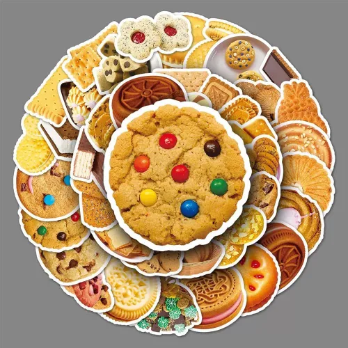 Miniatura 5 de Calcomanías de galletas 50 calcomanías de vinilo impermeables para botellas de agua, laptop, automóvil, equipaje, computadora, teléfono celular