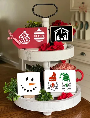 Miniatura 5 de Plantillas navideñas para pintar sobre madera, plantillas de dibujo reutilizables de 3 x 3 pies para manualidades de bricolaje