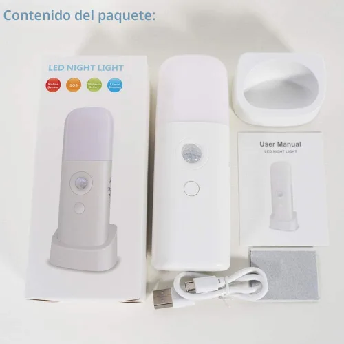 Miniatura 8 de CREWEEL Luz nocturna con sensor de movimiento, luces nocturnas regulables con 5 niveles de brillo, luz recargable de 2000 mAh, luz con sensor