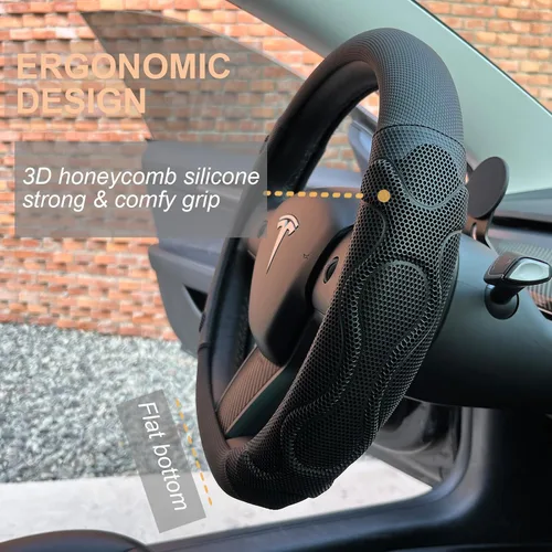 Miniatura 2 de PINCTROT Comfy Grip - Funda para volante para Tesla Model Y/3 2016-2025 2026 Standard/Highland/Juniper, forma de D de 14 pulgadas tamaño pequeño
