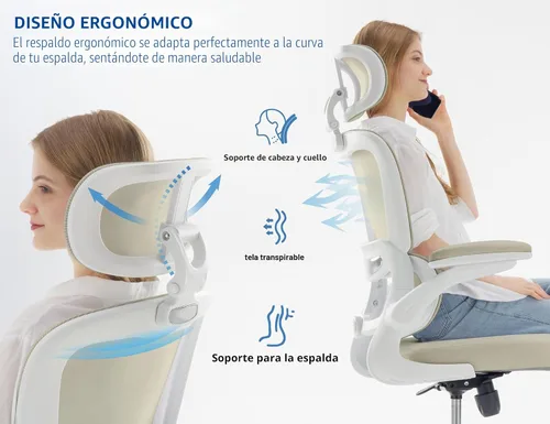Miniatura 3 de TRALT Silla Ergonómica de Oficina - Silla de Escritorio con Reposacabezas Ajustable Soporte Lumbar Silla de Computadora - Silla Cómoda de Malla