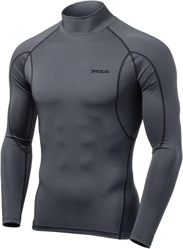 TSLA - Paquete de 1 o 3 camisetas de compresión para hombre de manga larga con SPF 50 camiseta de entrenamiento deportiva de protección para