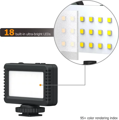 Miniatura 2 de Kiwifotos Mini luz de video LED para Sony ZV-1F ZV1F ZV-1 II ZV1 ZV-E10 II ZVE10 Canon PowerShot V1 EOS R50 V y más cámaras, accesorios de flash