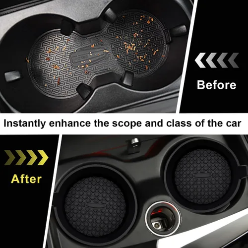 Miniatura 4 de Ohleats 2 unidades de posavasos para tazas de coche, 2.75 pulgadas de silicona antideslizante, portavasos para automóvil, universal, con ranura