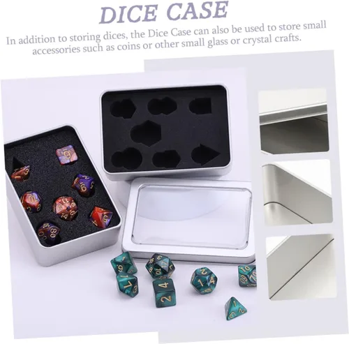 Miniatura 6 de TOYANDONA Caja de almacenamiento de dados de 8 piezas, mini contenedores con tapa, caja de dados de metal, soportes de metal, caja organizadora